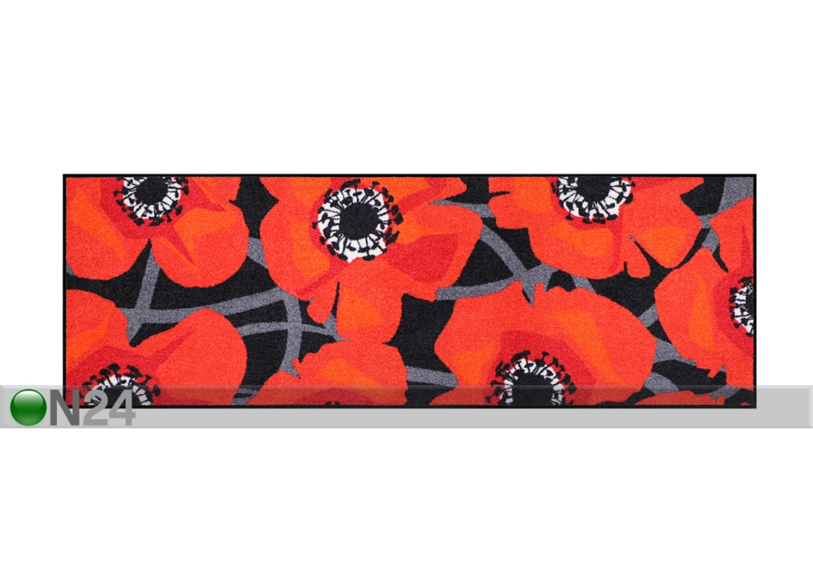Vaip Bloom Poppy Black 60x180 cm suurendatud