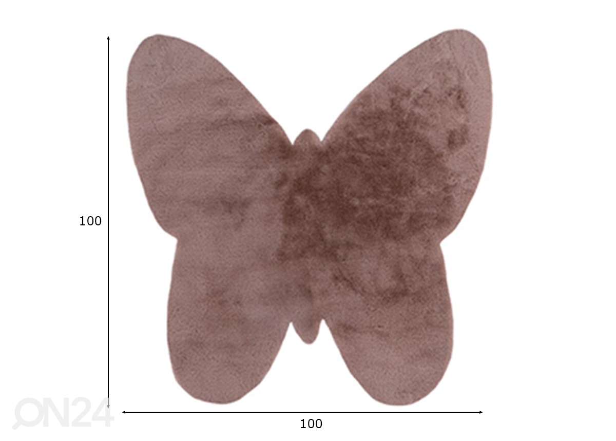 Vaip Emotion Kids Powder Pink 100x100 cm Butterfly suurendatud mõõdud