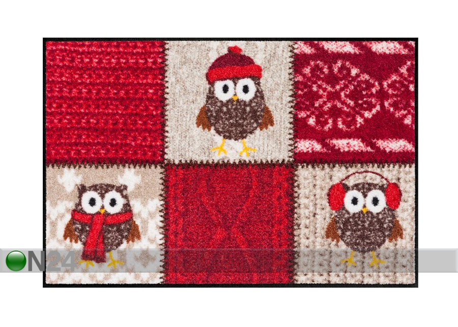 Vaip Winter Owls Red 50x75 cm suurendatud