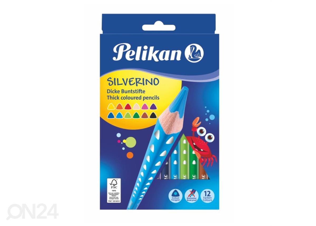 Värvipliiats 12 värvi Pelikan Silverino suurendatud