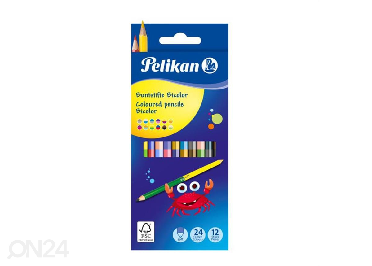 Värvipliiats 24 värvi Pelikan 2 otsa 12pl. suurendatud