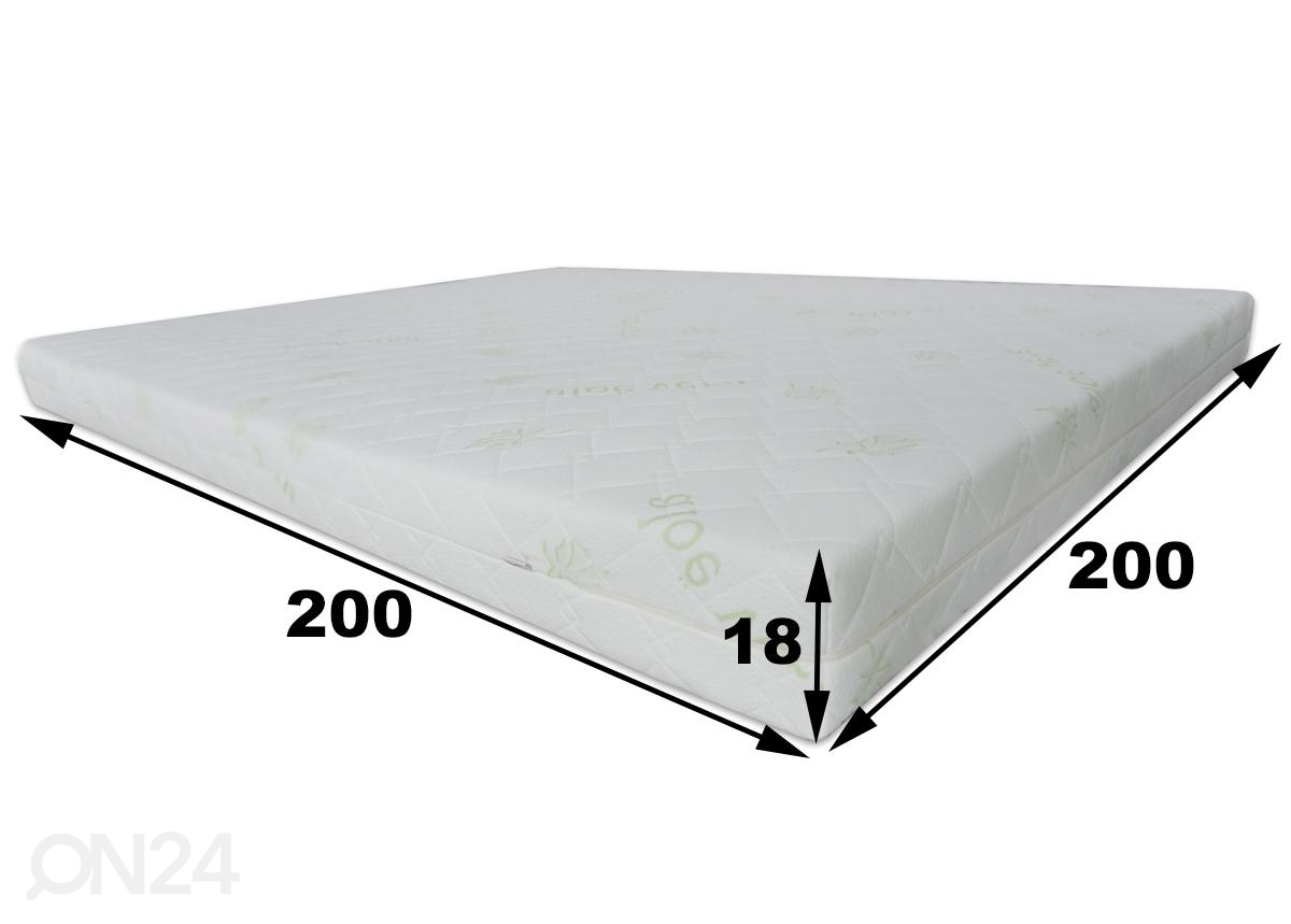 Vedrumadrats Inter Pocket 200x200 cm, aloe vera kangas suurendatud mõõdud