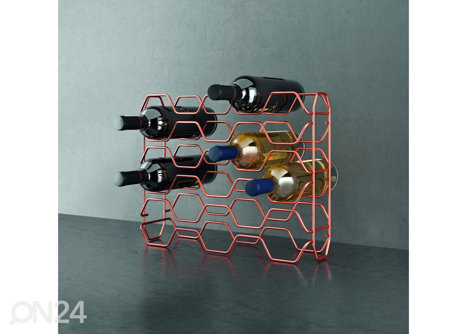 Veiniriiul 15 pudelile Hexagon, 43x12x34 cm, pronks suurendatud