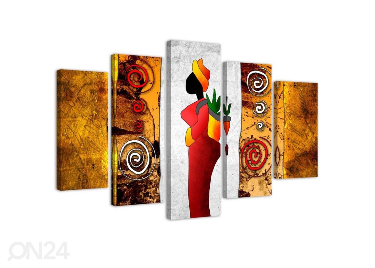 Viieosaline seinapilt African Woman 100x70 cm suurendatud