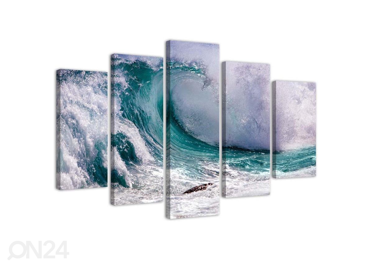 Viieosaline seinapilt Foaming Wave 100x70 cm suurendatud