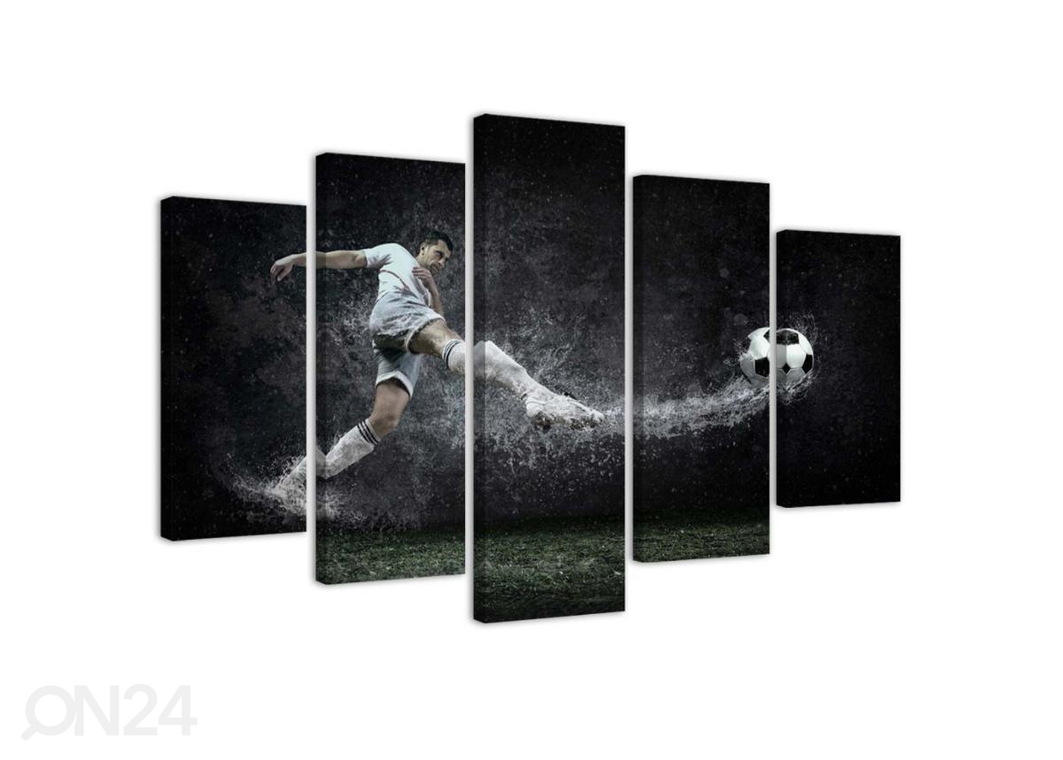 Viieosaline seinapilt Football Player on Wet Turf 100x70 cm suurendatud