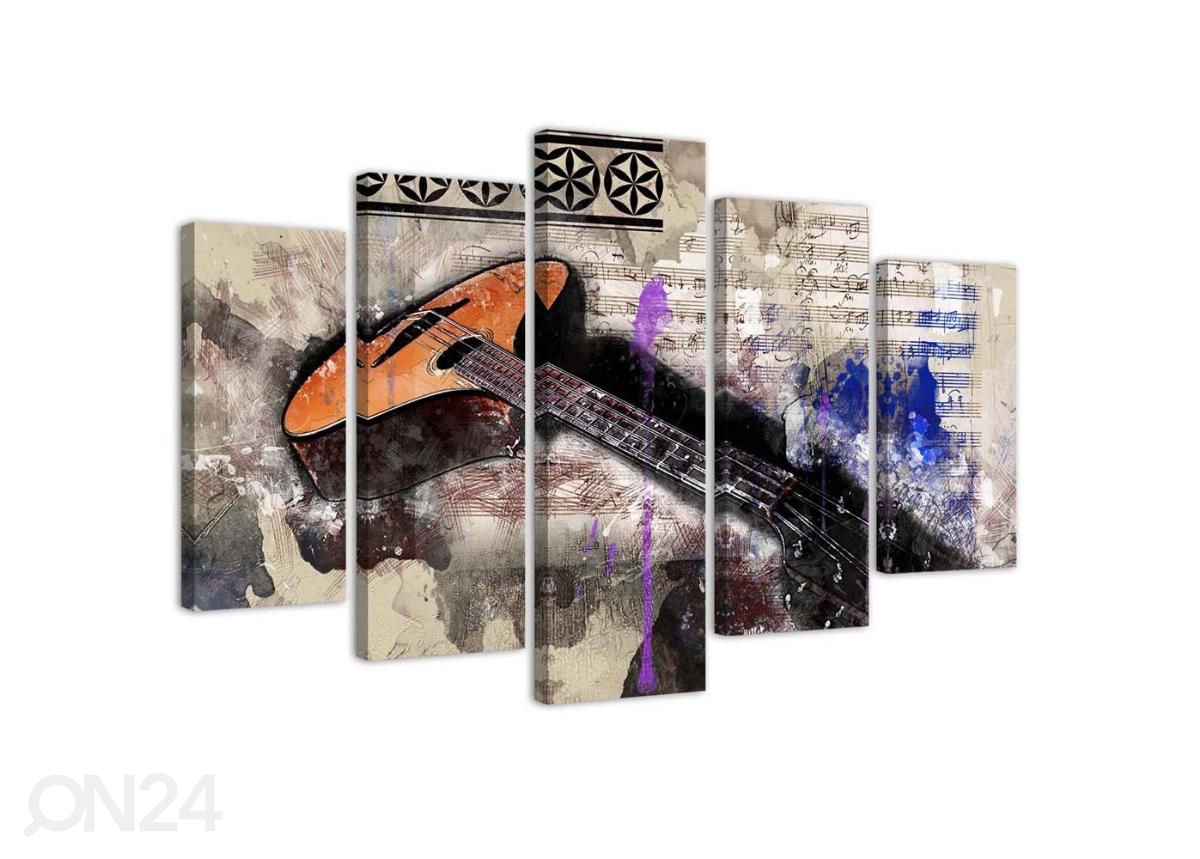 Viieosaline seinapilt Guitar - abstraction 100x70 cm suurendatud