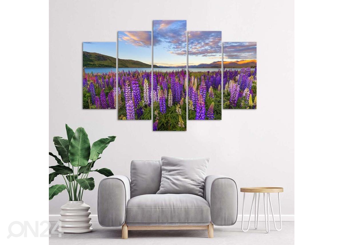 Viieosaline seinapilt Lavender fragrance 100x70 cm suurendatud