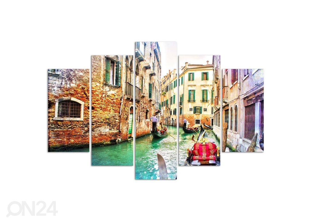 Viieosaline seinapilt Trip to Venice 100x70 cm suurendatud