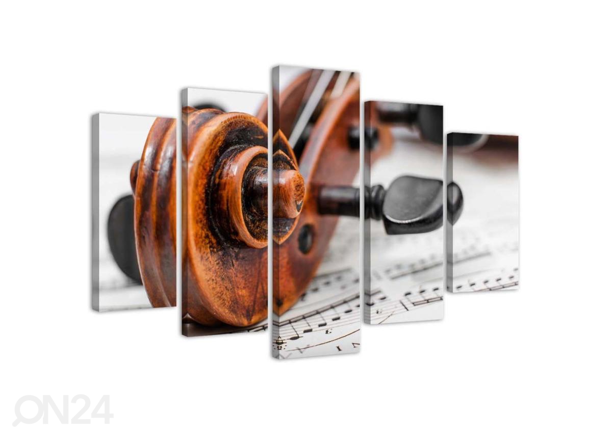 Viieosaline seinapilt Violin and Sheet Music 100x70 cm suurendatud