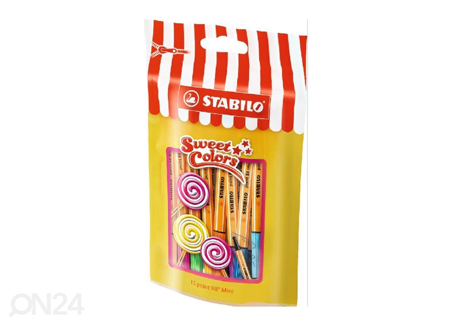 Vildikad Lollipop Stabilo Point 88, 15 värvi suurendatud