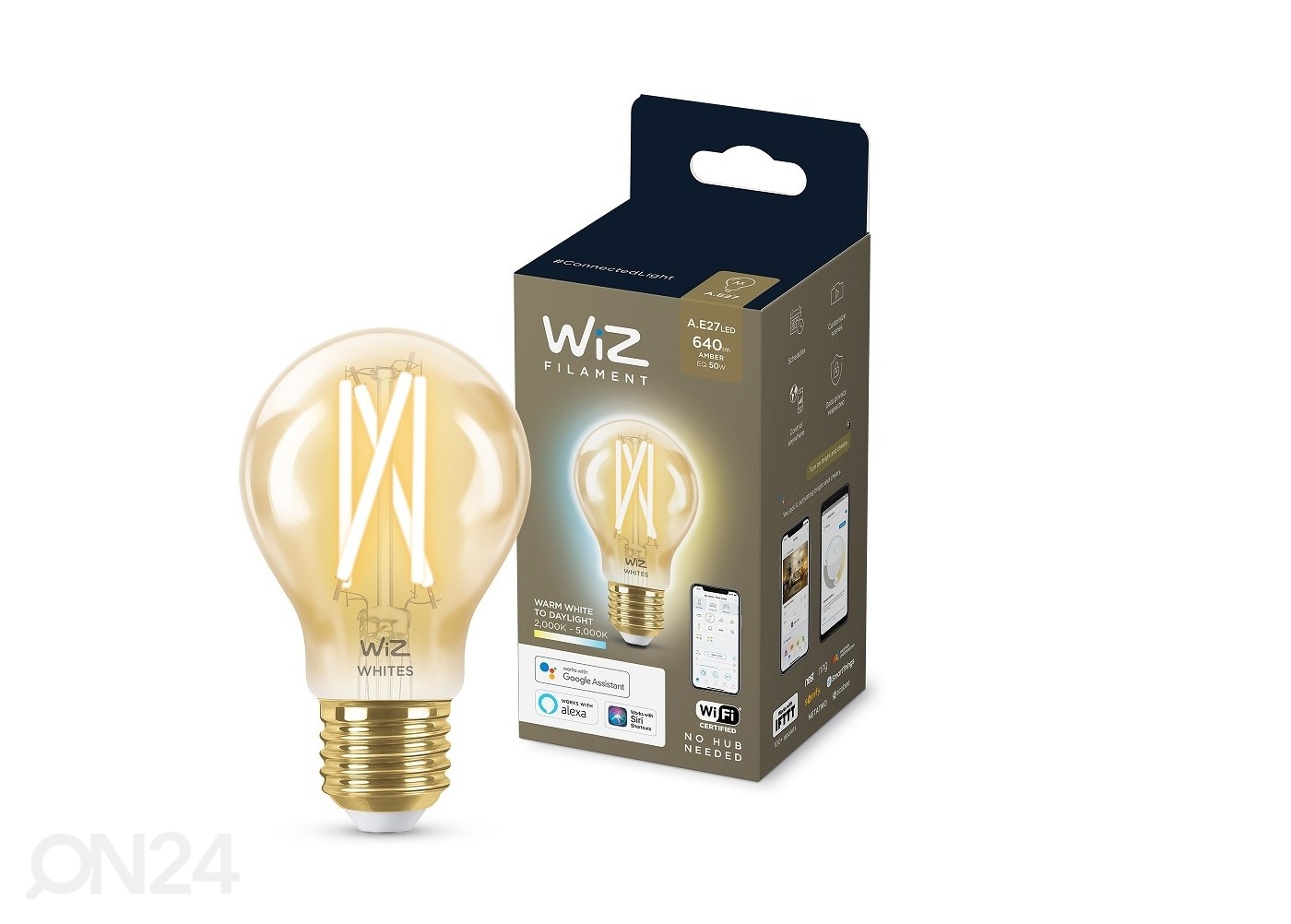 Wiz Wi-Fi filament elektripirn kuldne 50 W A60 E27 2000-5000K suurendatud