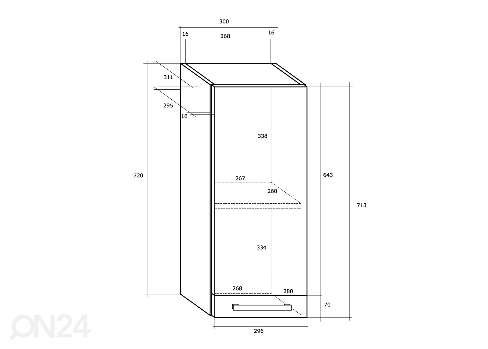Верхний кухонный шкаф 30 cm увеличить размеры