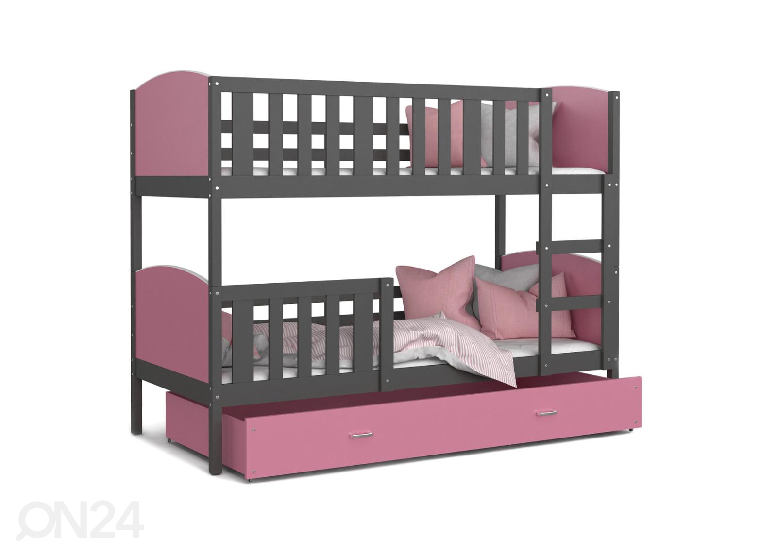 Двухъярусная кровать 90x200 cm, серый/розовый увеличить