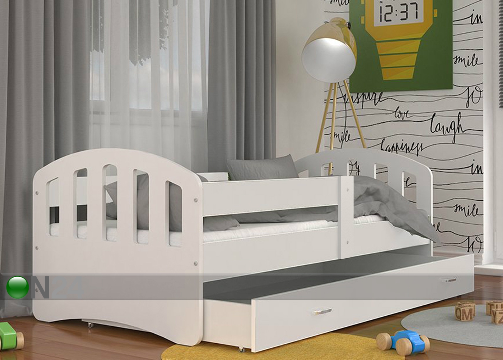 Детская кровать с ящиком 80x160 cm + матрас увеличить