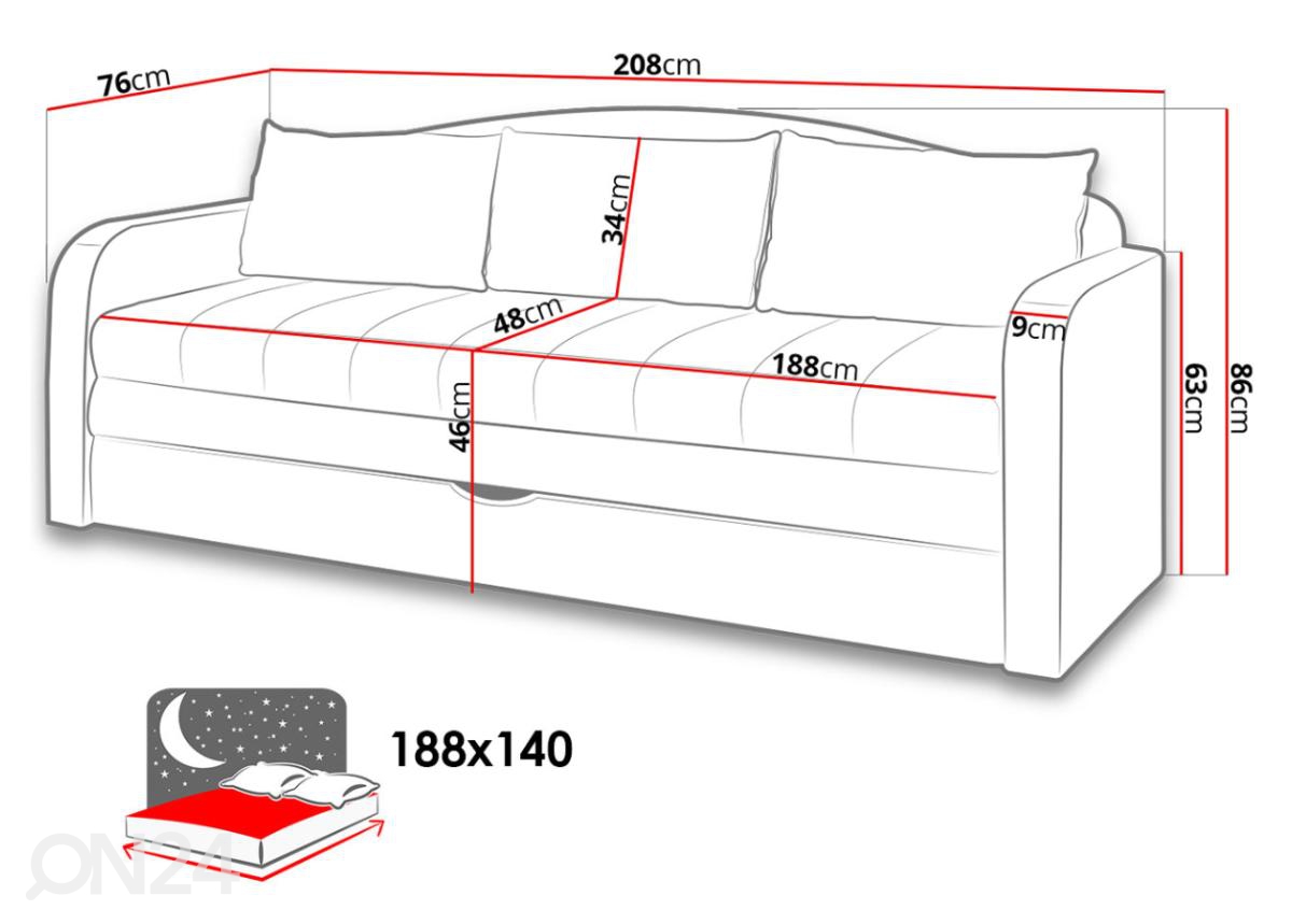 Диван-кровать с ящиком увеличить размеры