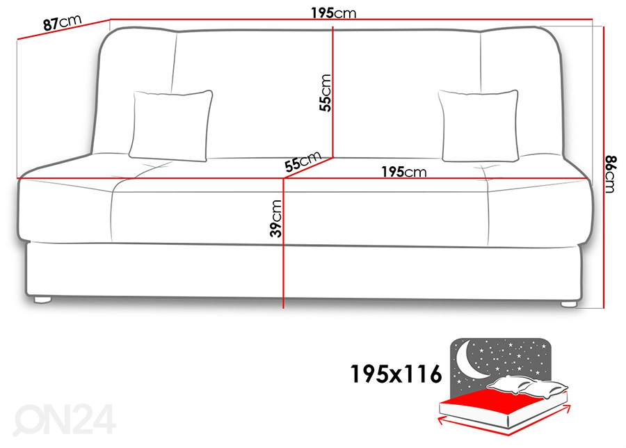 Диван-кровать с ящиком Padua увеличить размеры