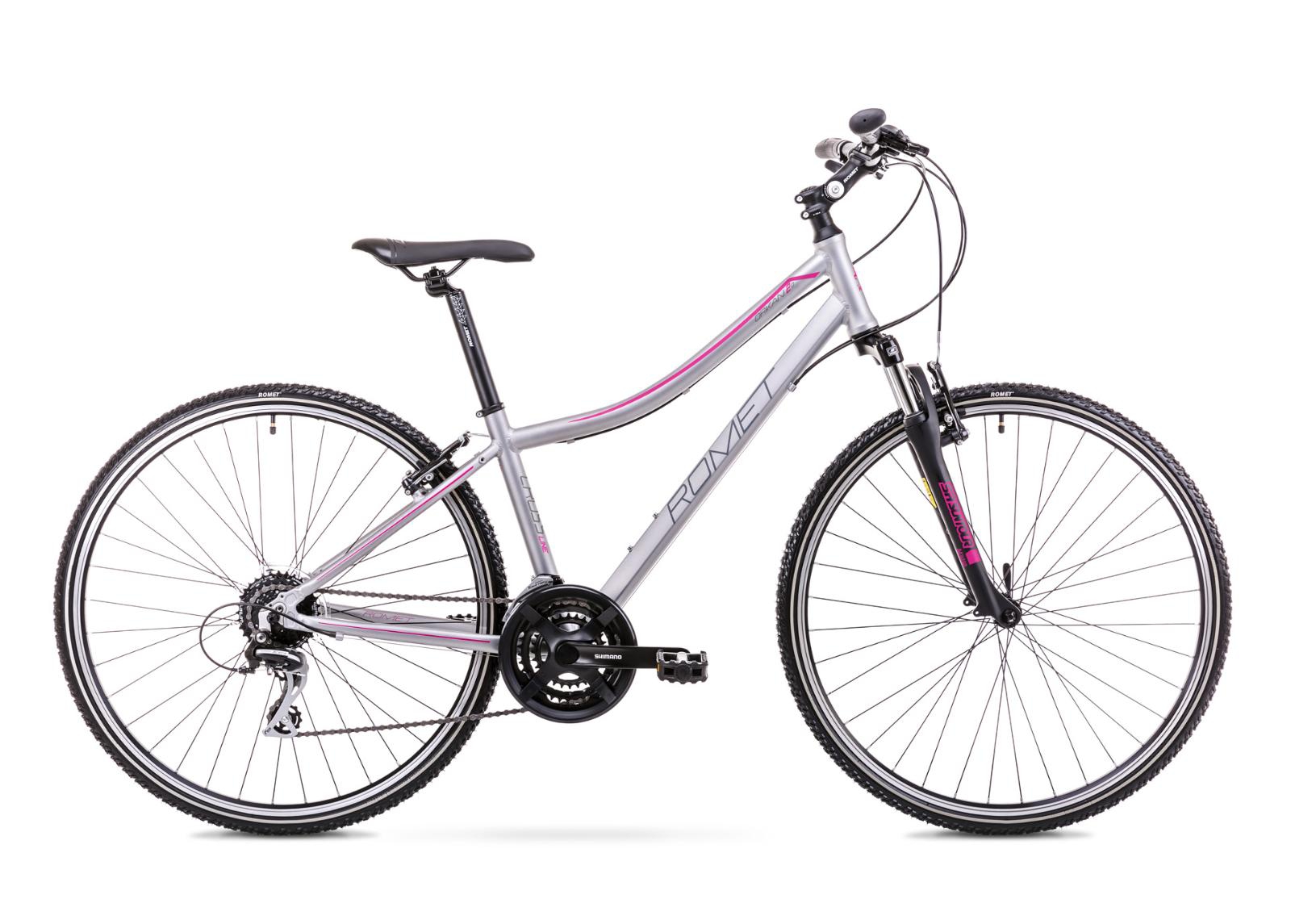 Женский гибридный велосипед 15 S Rower ROMET ORKAN 2 D серебристо-розовый увеличить
