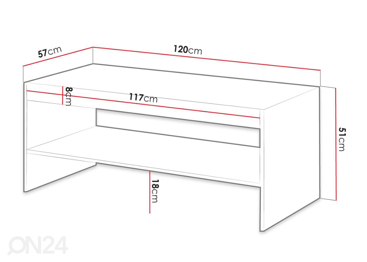 Журнальный стол Vamos Grey 120x57 cm увеличить размеры
