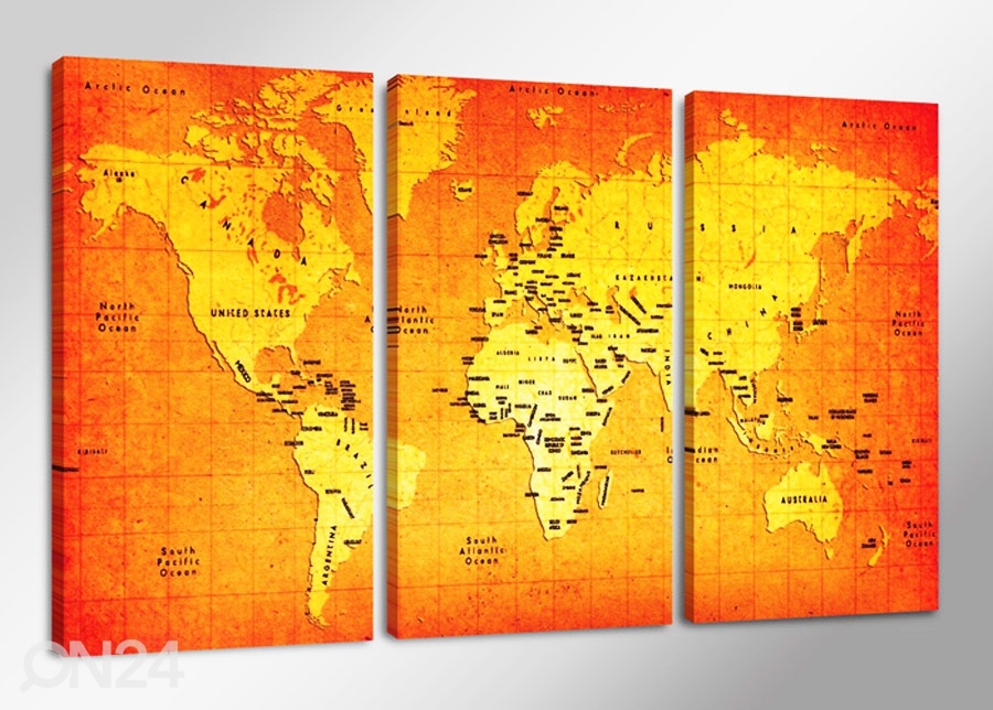 Картина из 3-частей Карта мира увеличить