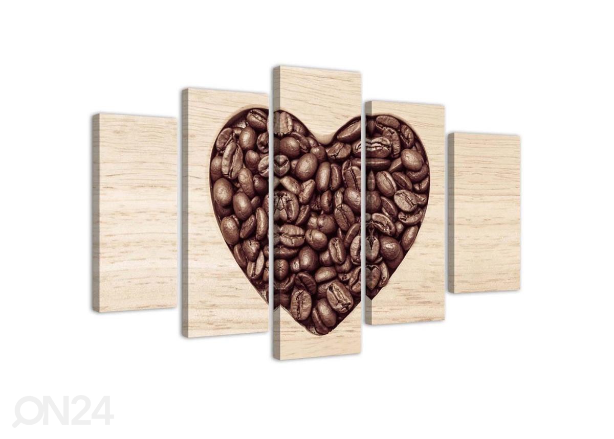 Картина из 5-частей Heart of Coffee Beans 100x70 см увеличить