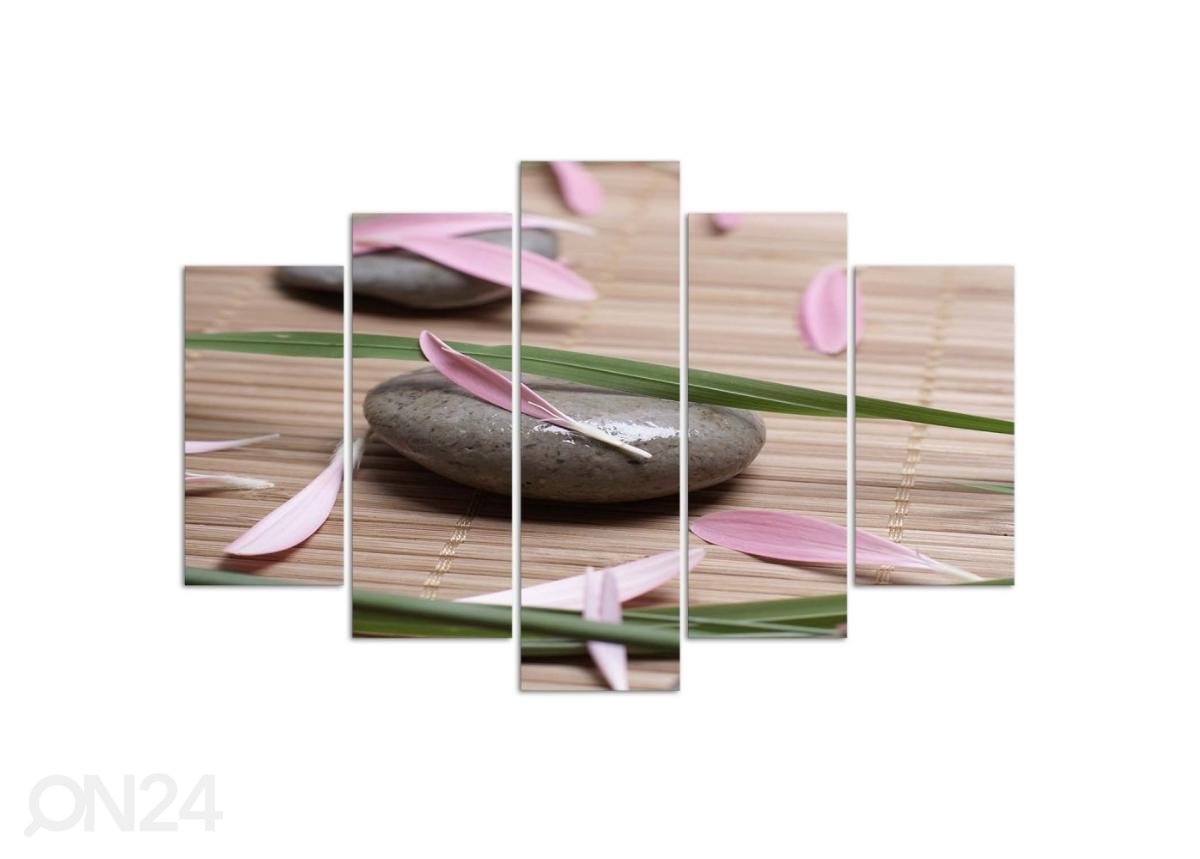 Картина из 5-частей Zen stone with flower petals 100x70 см увеличить
