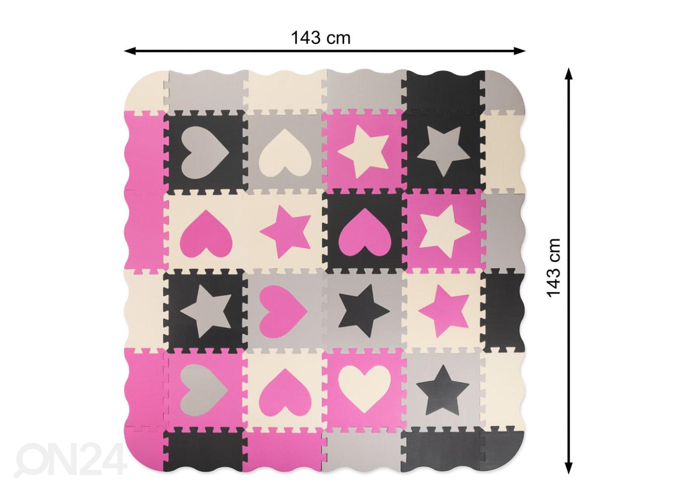 Коврик-пазл 36 элементов серый/розовый 143x143x1 см увеличить размеры
