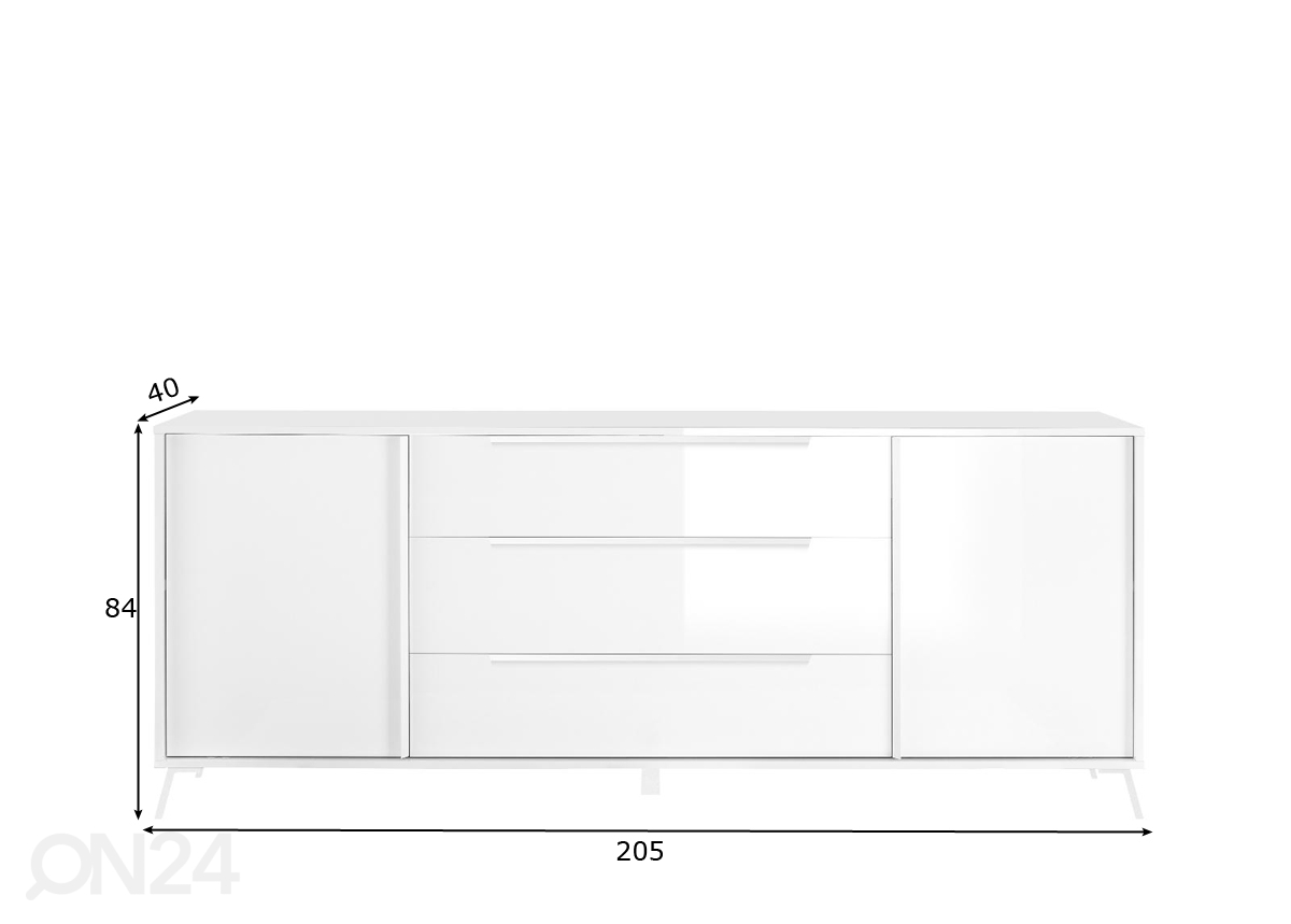 Комод City 205 cm, белый глянцевый увеличить размеры
