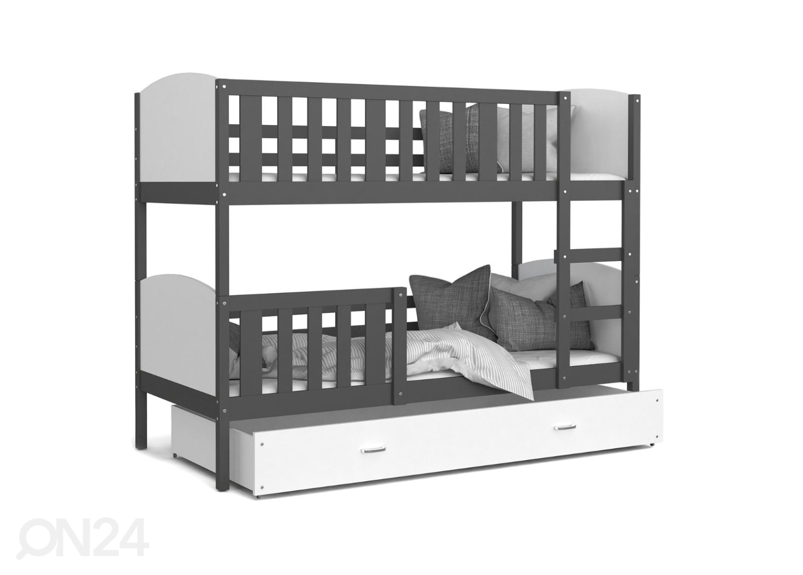 Комплект двухъярусной кровати 80x160 cm, серый/белый увеличить