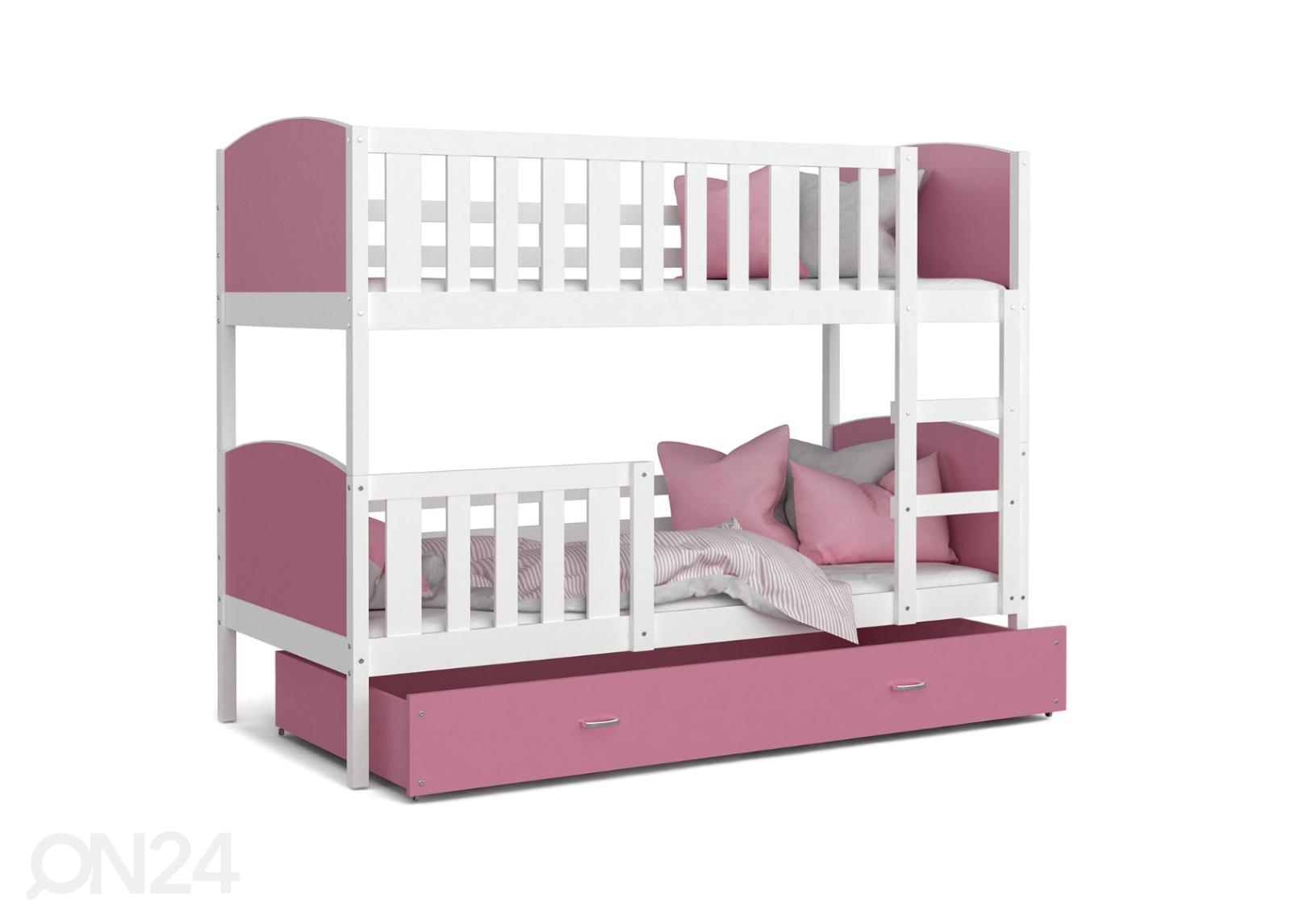 Комплект двухъярусной кровати 80x190 cm, белый/розовый увеличить