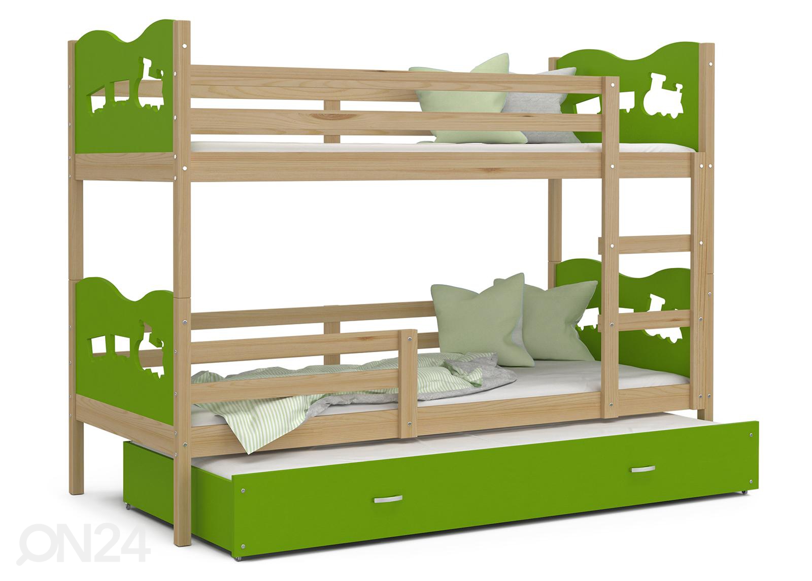 Комплект двухъярусной кровати 80x190 cm, сонома/зелёный увеличить
