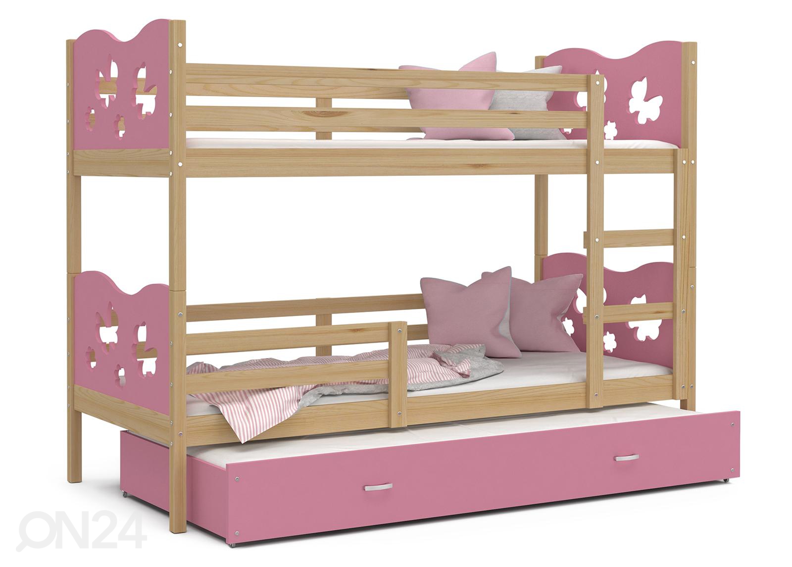 Комплект двухъярусной кровати 80x190 cm, сонома/розовый увеличить