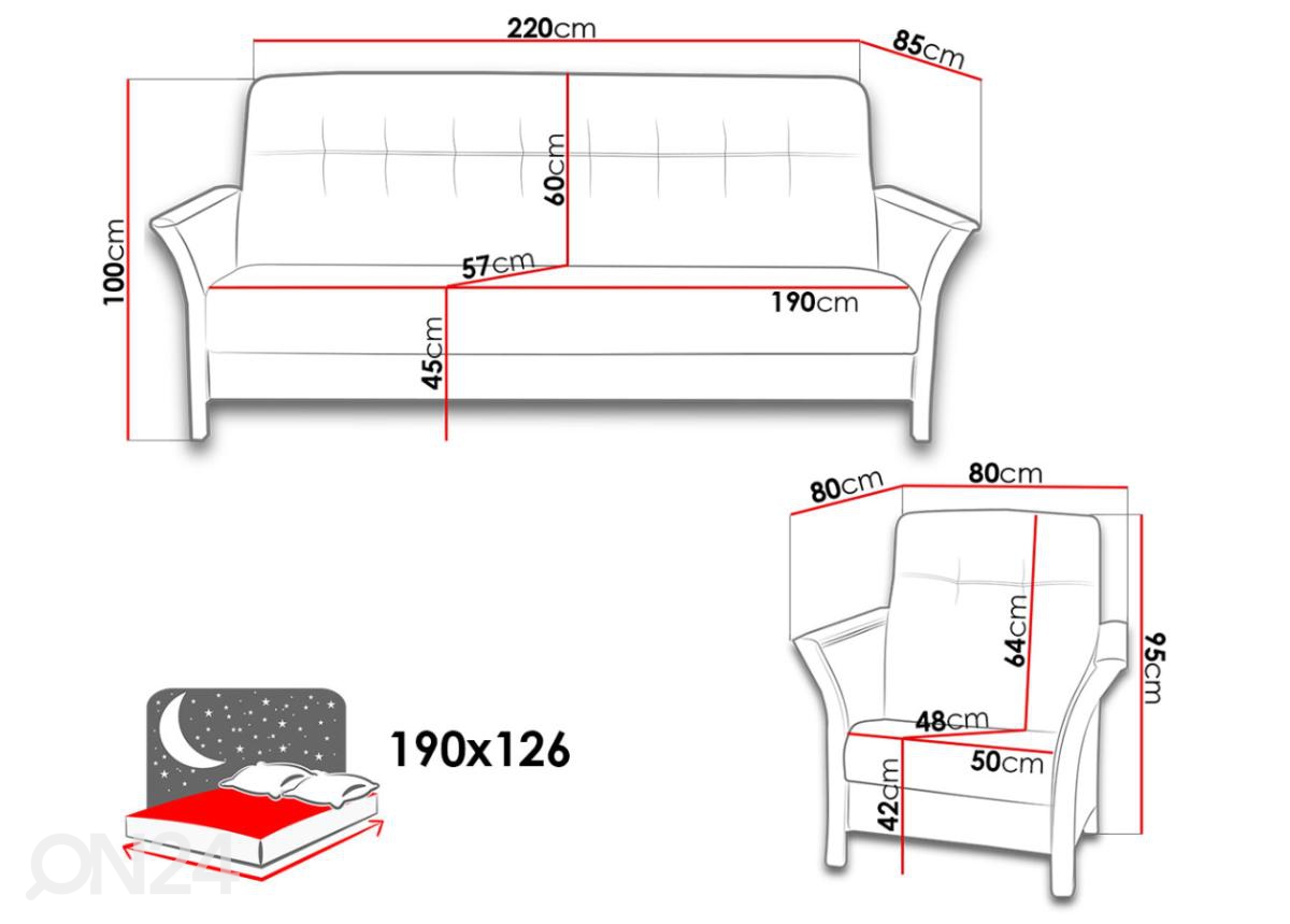 Комплект диванов 3+1+1 увеличить размеры