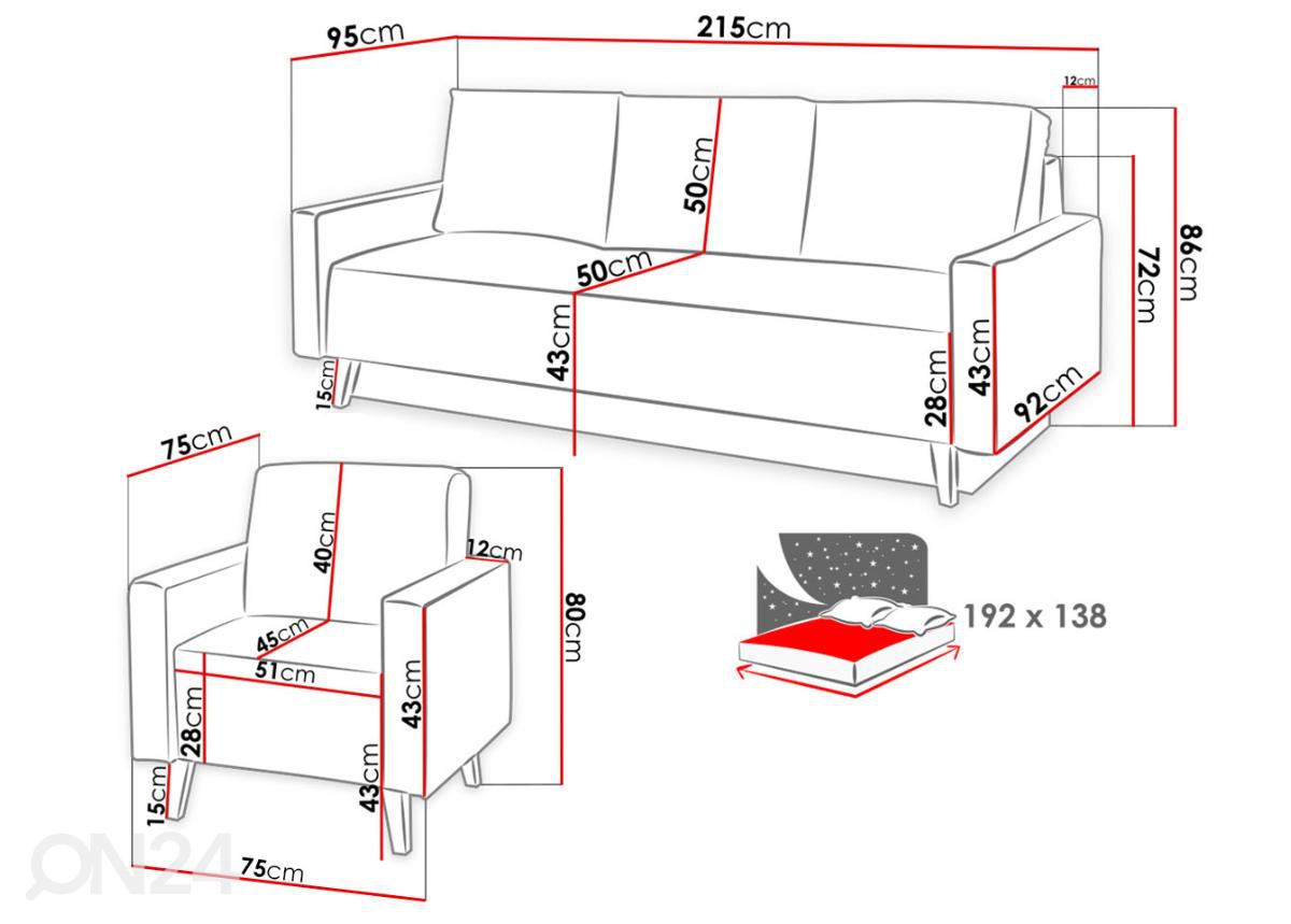 Комплект диванов 3+1+1 и журнальный стол увеличить размеры