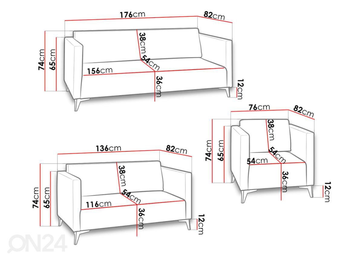 Комплект диванов 3+2+1 увеличить размеры