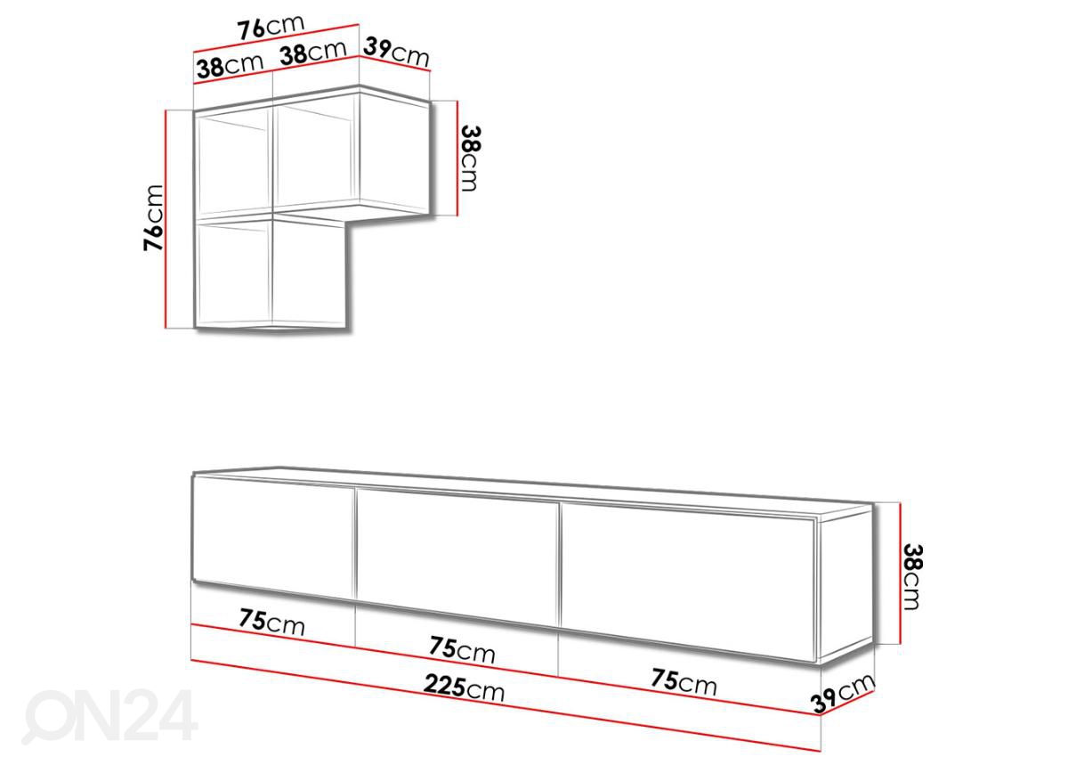 Комплект настенных шкафов и полок Roco VI увеличить размеры