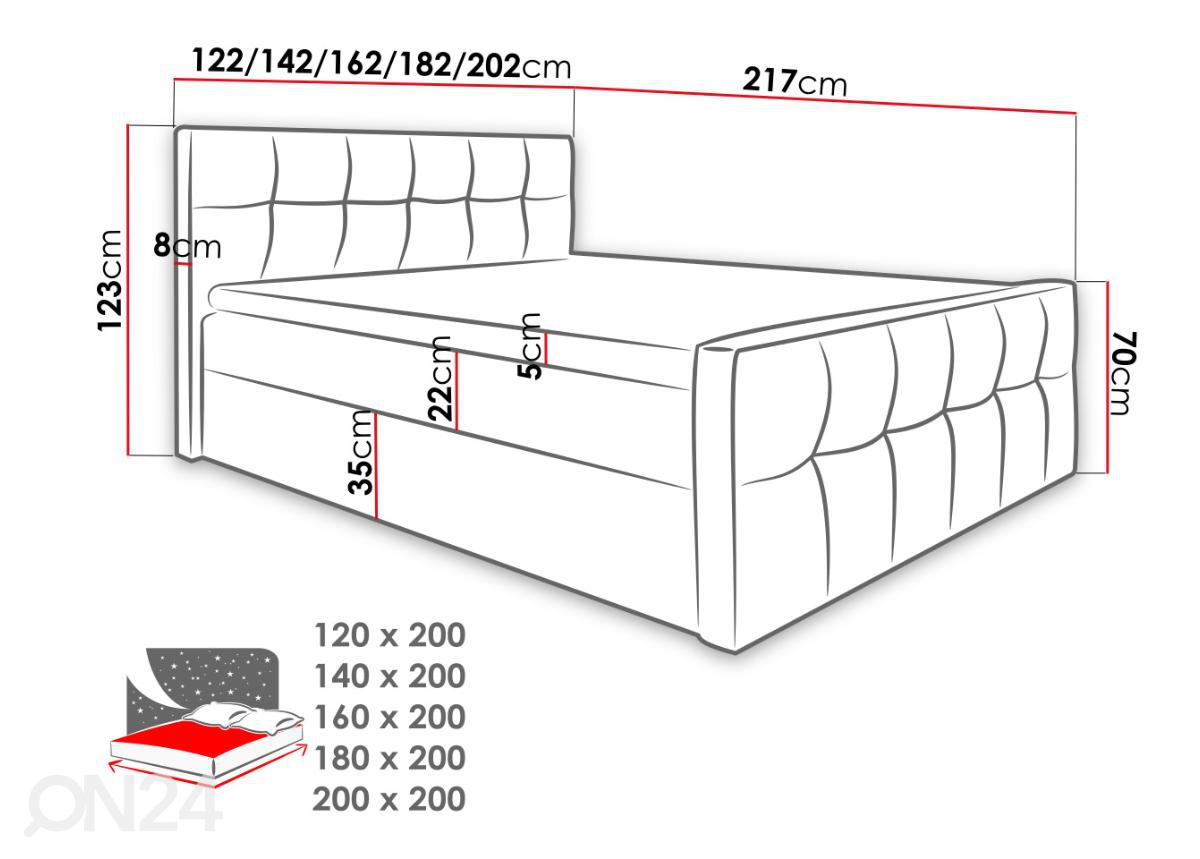 Континентальная кровать 120x200 cm увеличить размеры