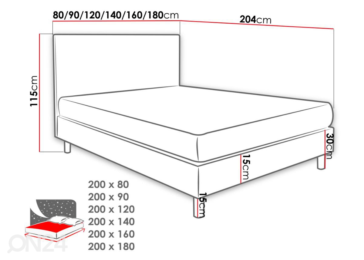 Континентальная кровать 80x200 cm увеличить размеры