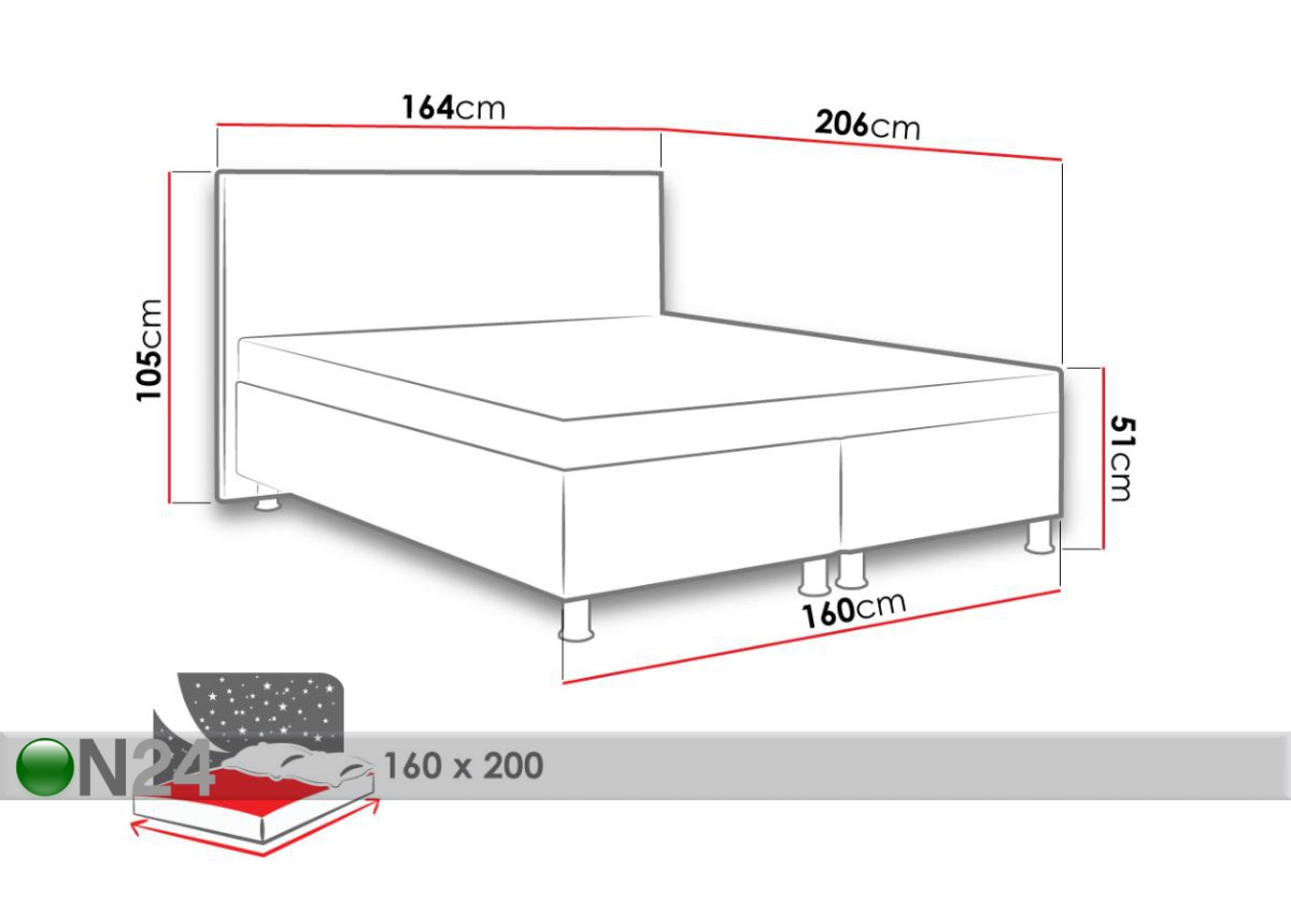 Континентальная кровать Abano 160x200 cm увеличить размеры