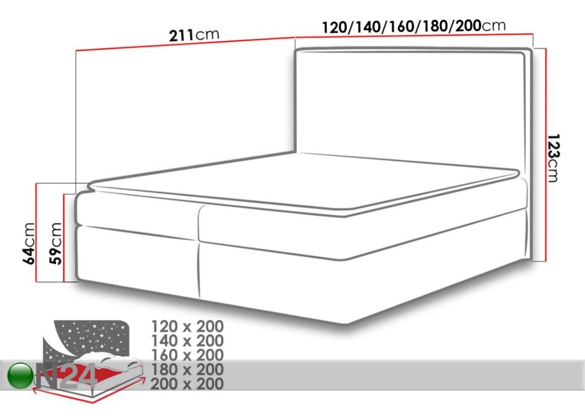 Континентальная кровать Basic 120x200 cm увеличить размеры