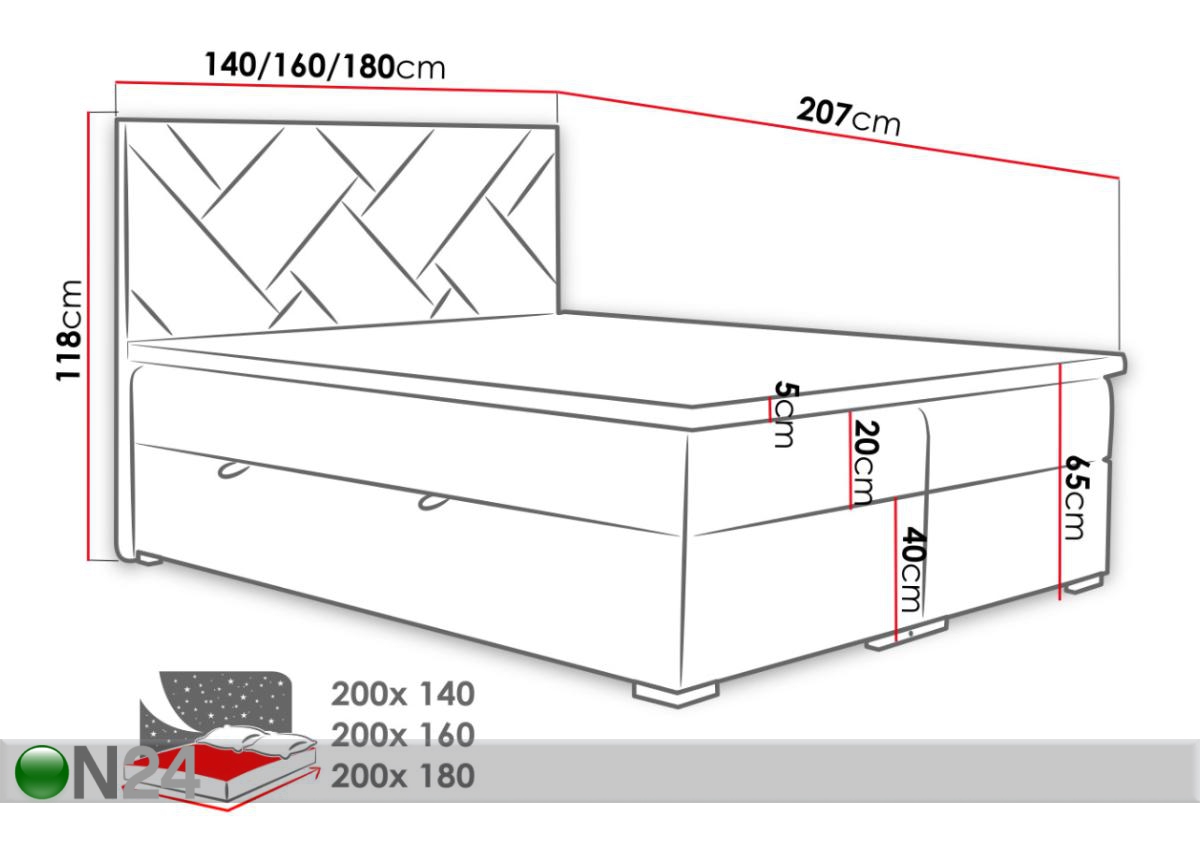 Континентальная кровать Belize 140x200 cm увеличить размеры