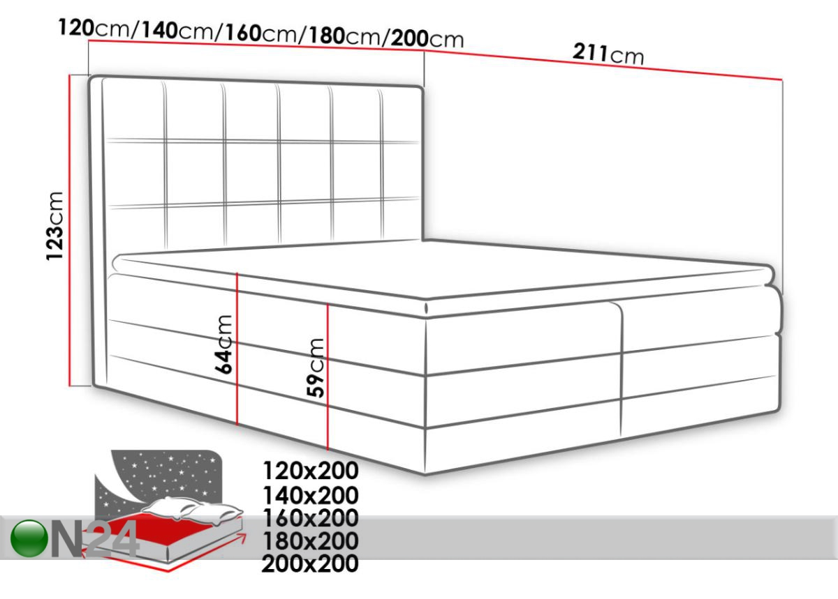 Континентальная кровать Lorice 120x200 cm увеличить размеры