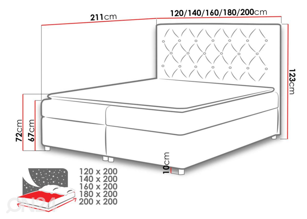Континентальная кровать Roma 120x200 cm увеличить размеры