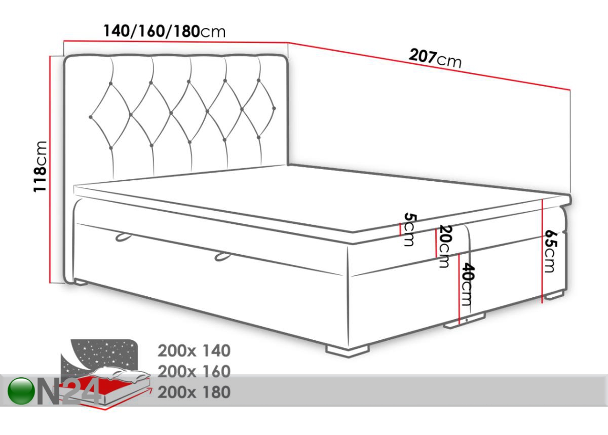 Континентальная кровать Roma 140x200 cm увеличить размеры