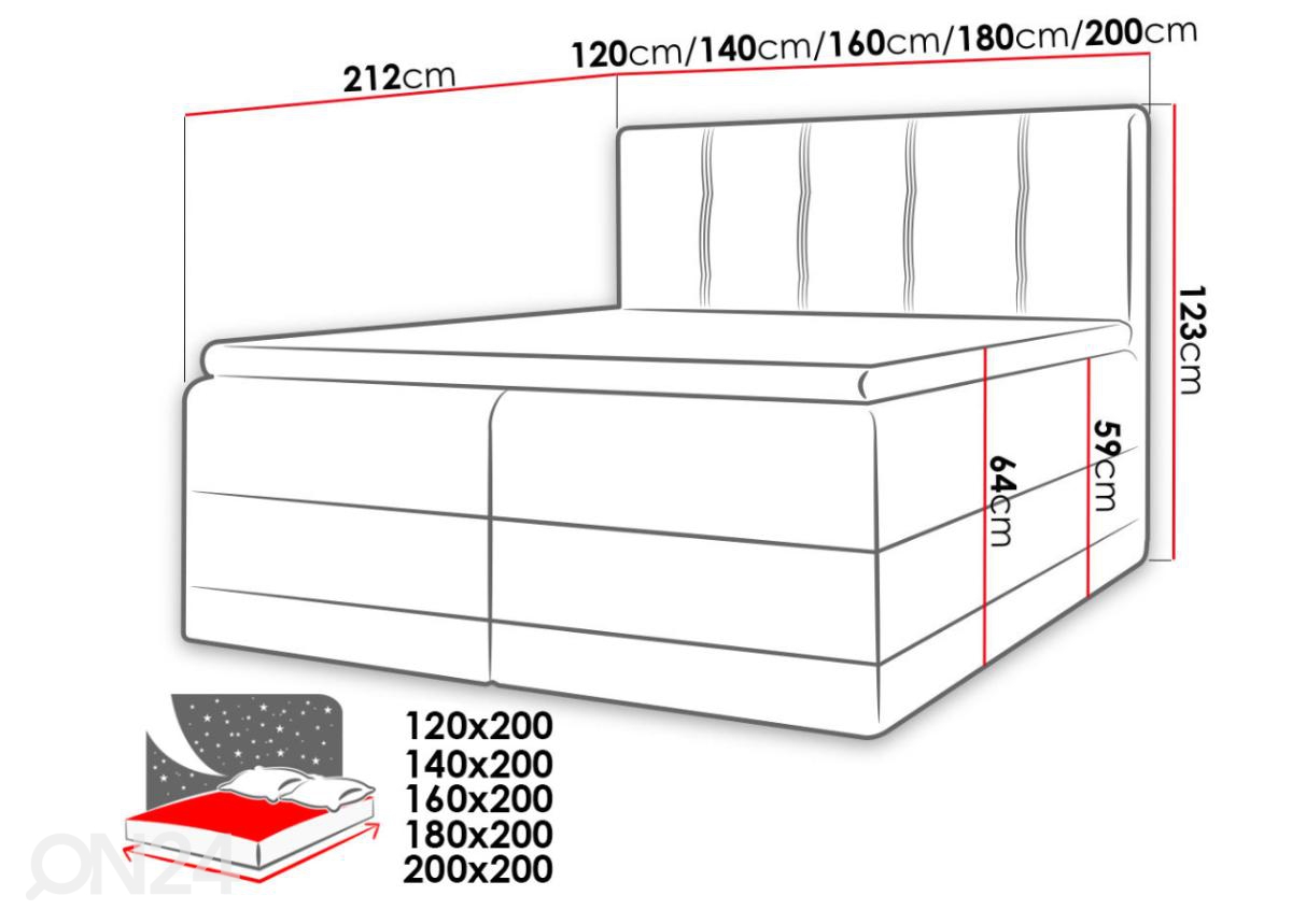 Континентальная кровать Royal 120x200 cm увеличить размеры