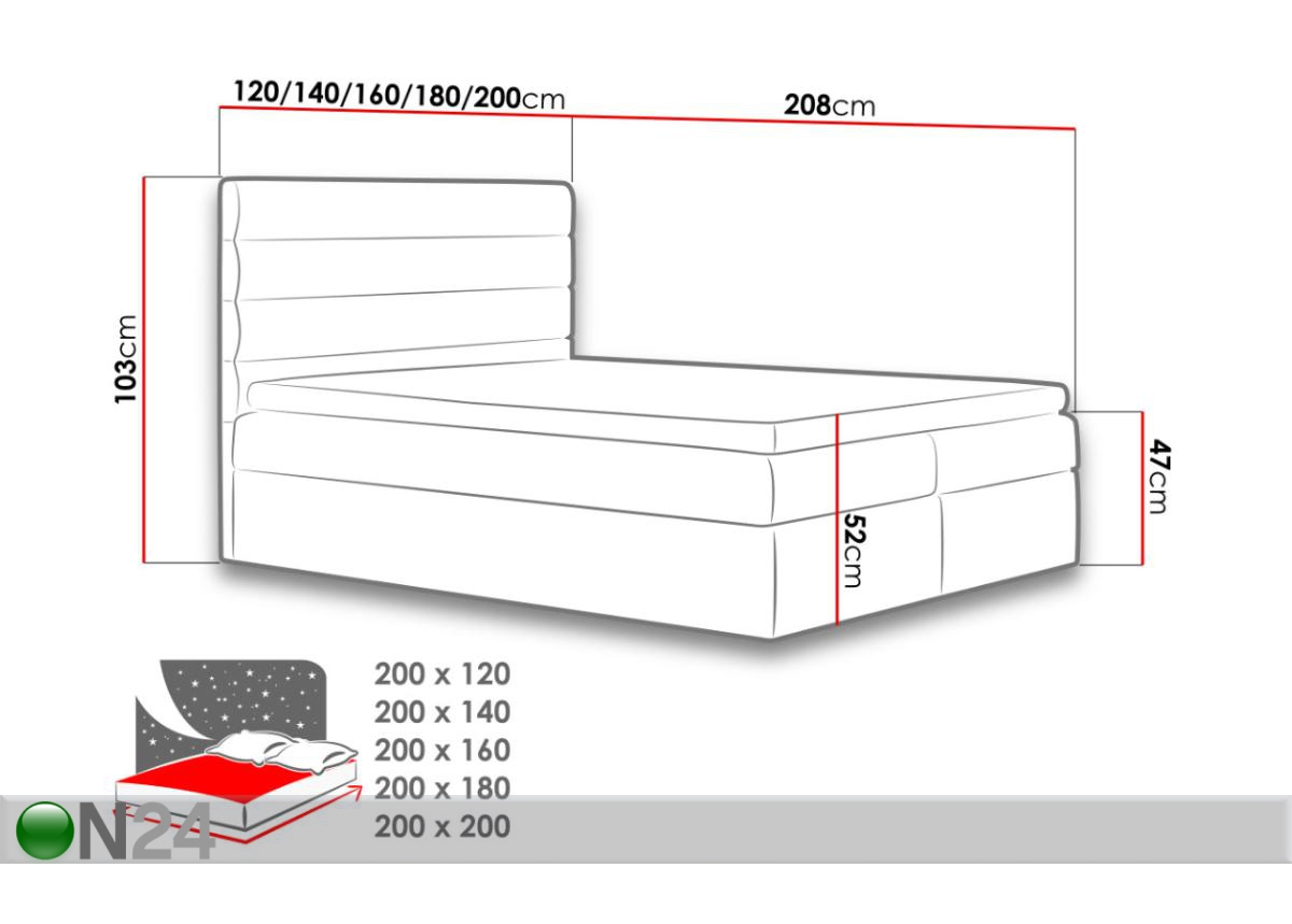 Континентальная кровать Velar 120x200 cm увеличить размеры