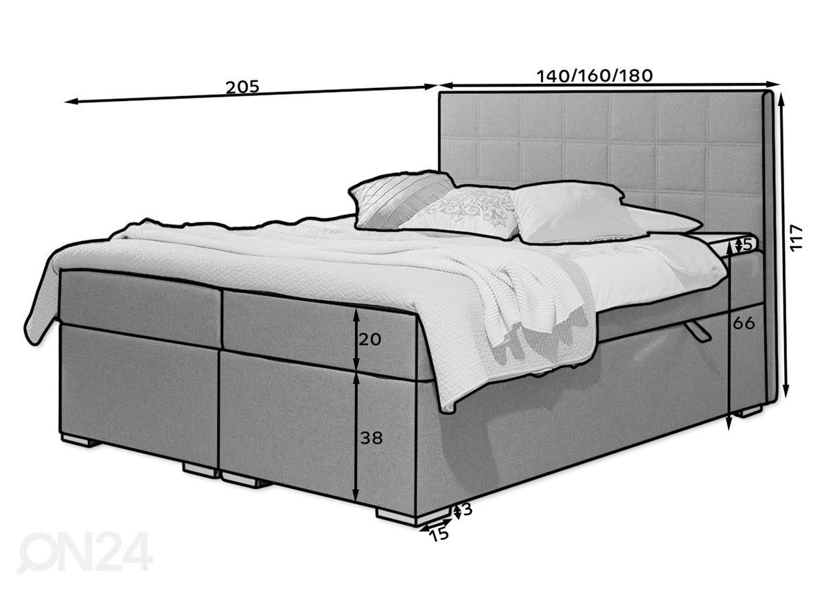 Континентальная кровать с ящиком Chester 140x200 cm увеличить размеры