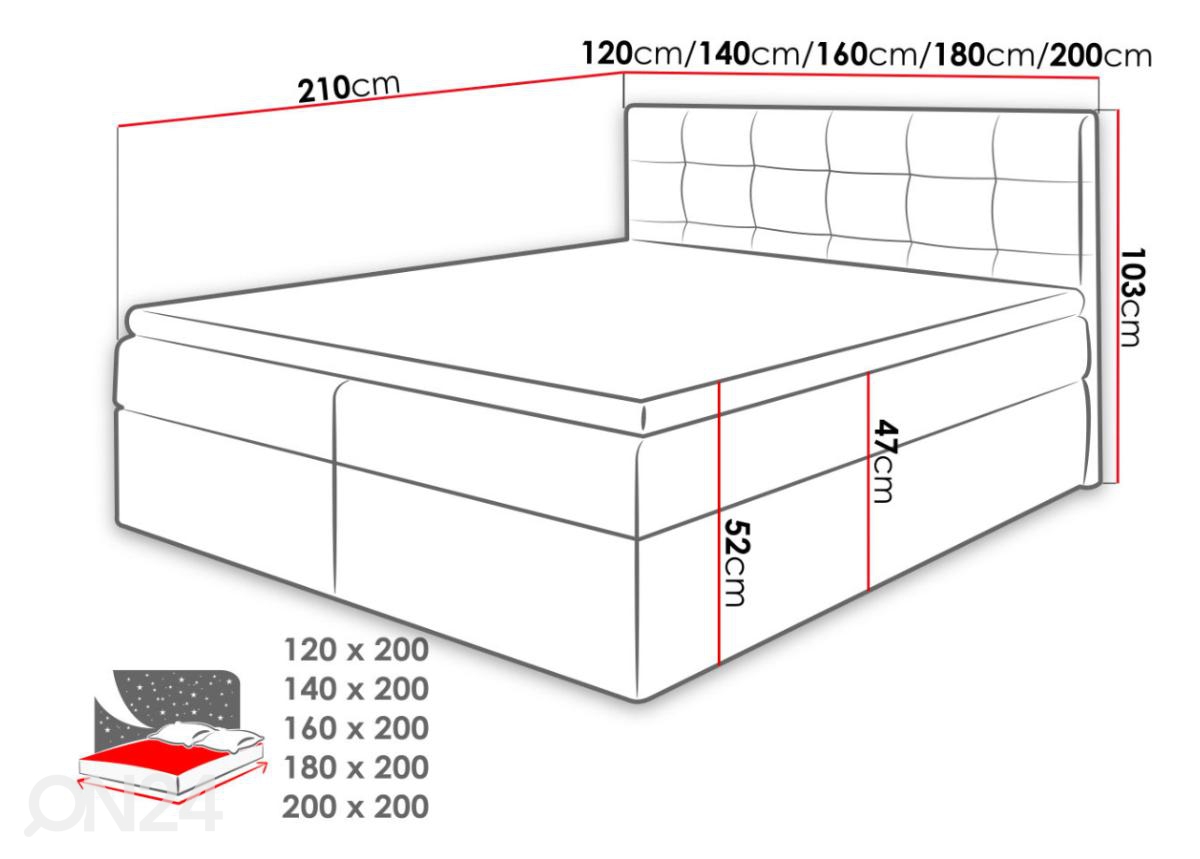 Континентальная кровать с ящиком Top 2 120x200 cm увеличить размеры