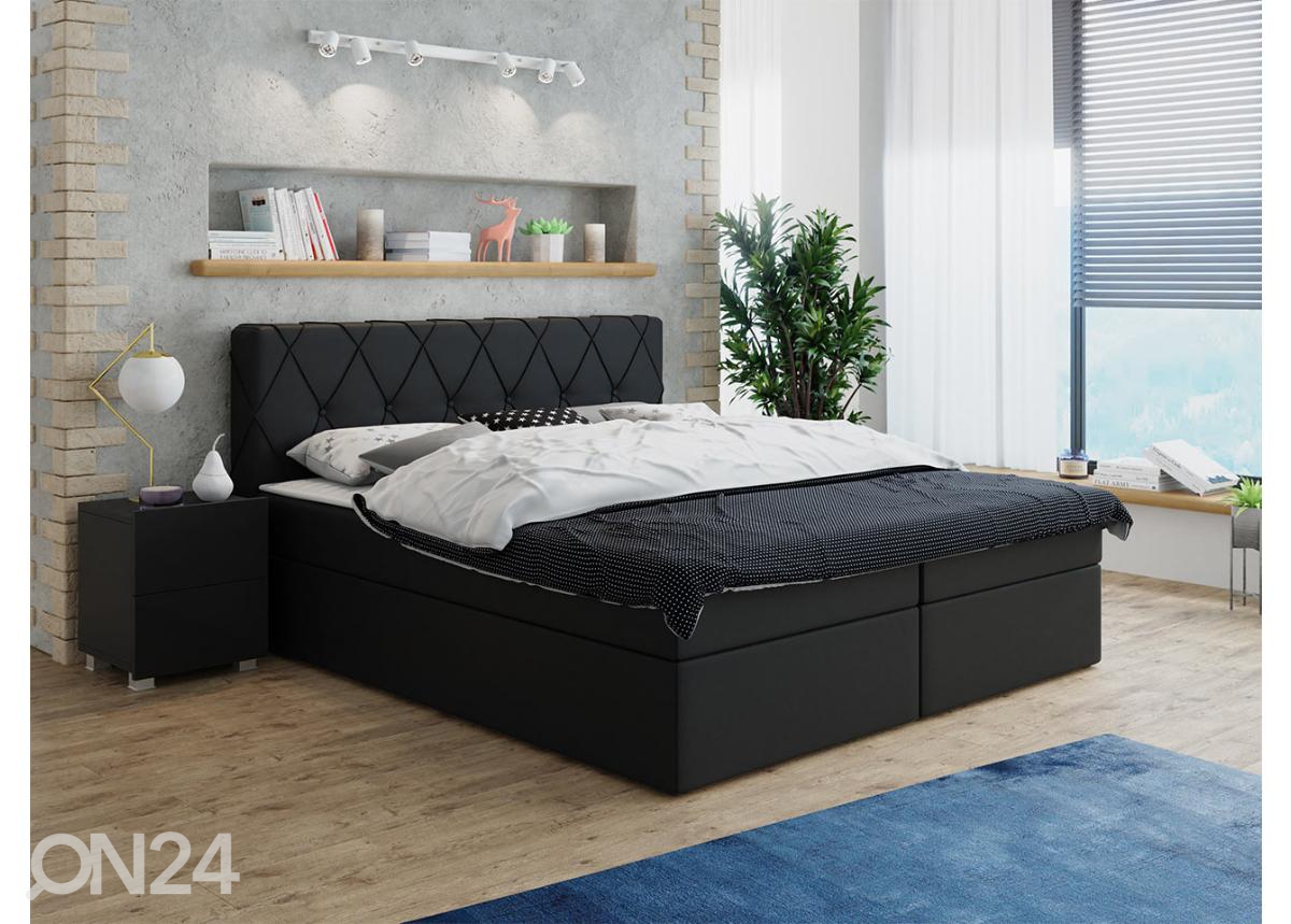 Континентальная кровать, чёрный кожзаменитель 160x200 cm увеличить