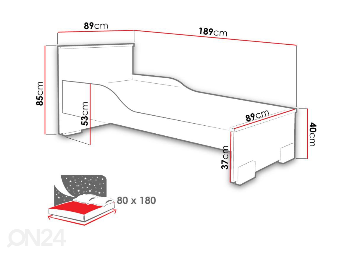 Кровать 80x180 cm увеличить размеры
